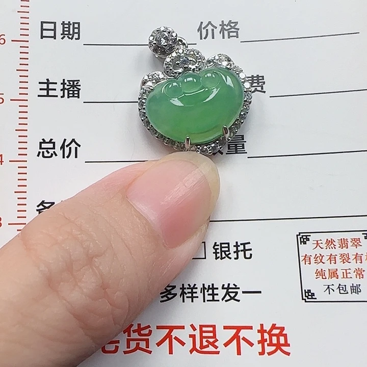 颈饰银S925镶嵌翡翠天然