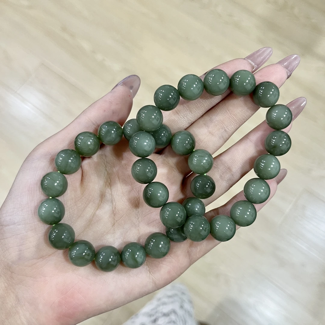 R76和田玉碧玉手串11mm+多样性发其一