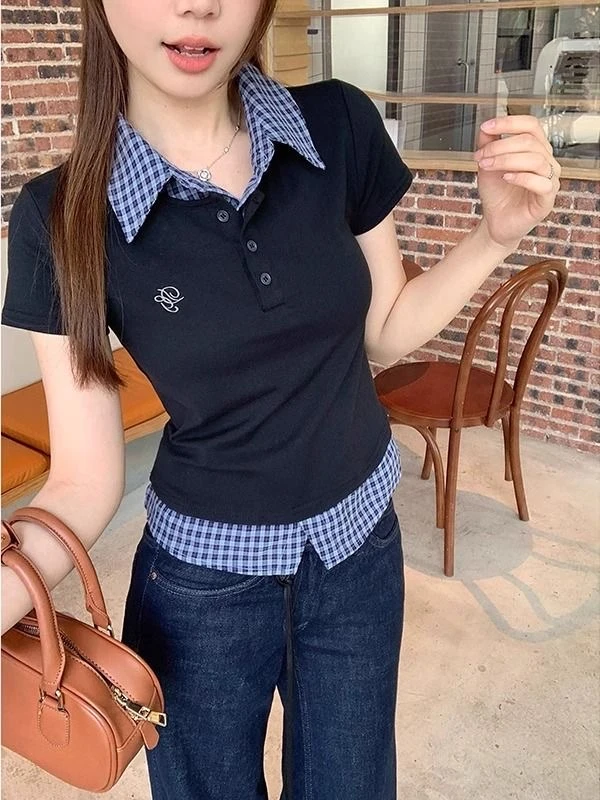 春夏新款上衣女短款美式辣妹显瘦设计感（对应号码拍）