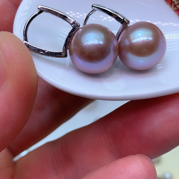 银S925镶嵌耳饰淡水珍珠