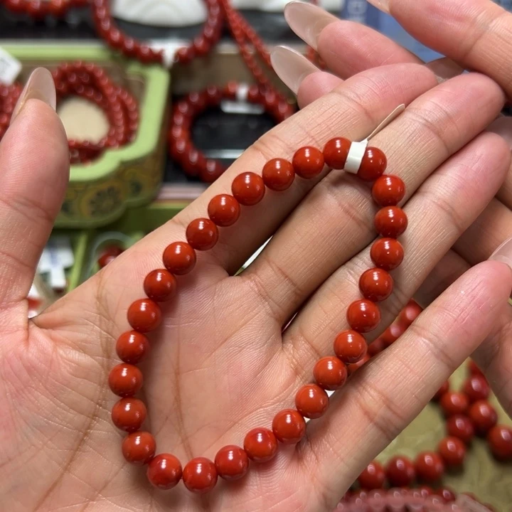 未镶嵌手串南红玛瑙柿子锦单圈 约7.2mm 满肉