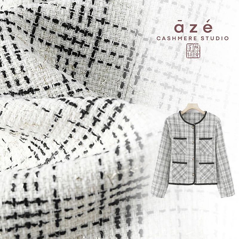 常规女单排扣小香风直下摆短外套女装设计师秋季编织千鸟格53-K52