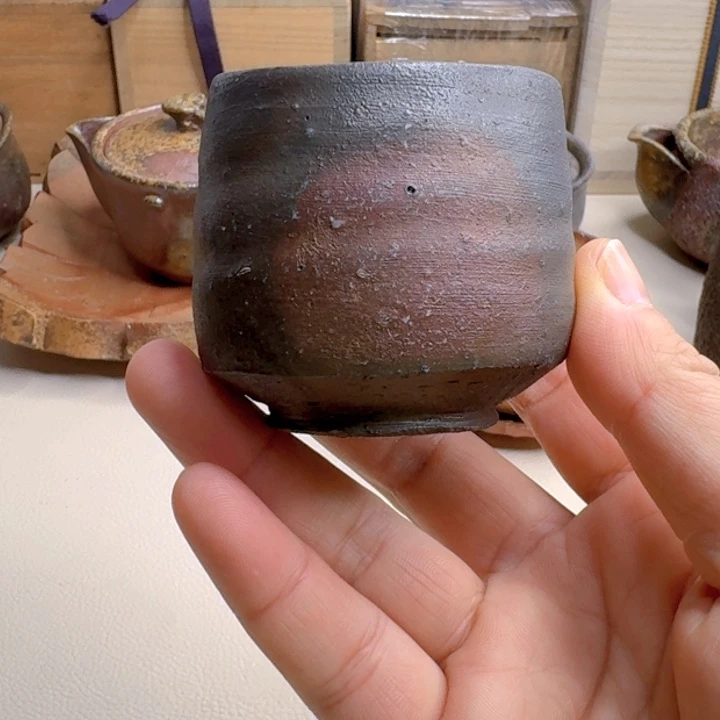 杯备前烧，小山一草主人杯