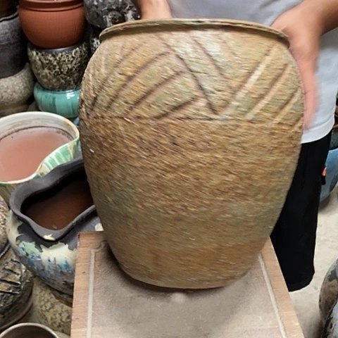 紫砂花盆口23高度31铁锈