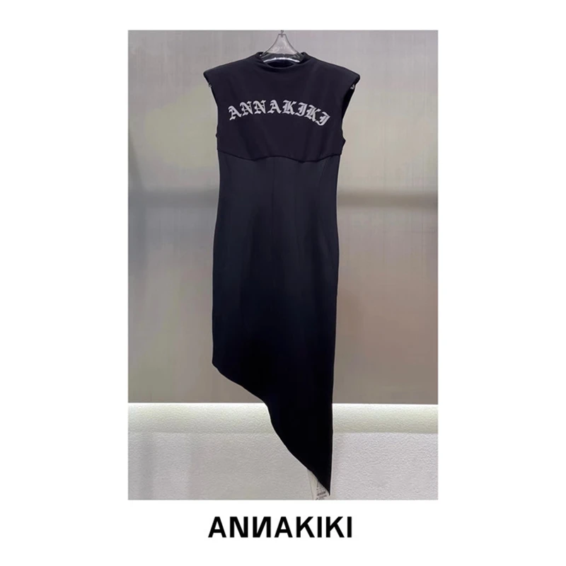 ANNAKIKI 印花拼接无袖连衣裙 3B30826424A