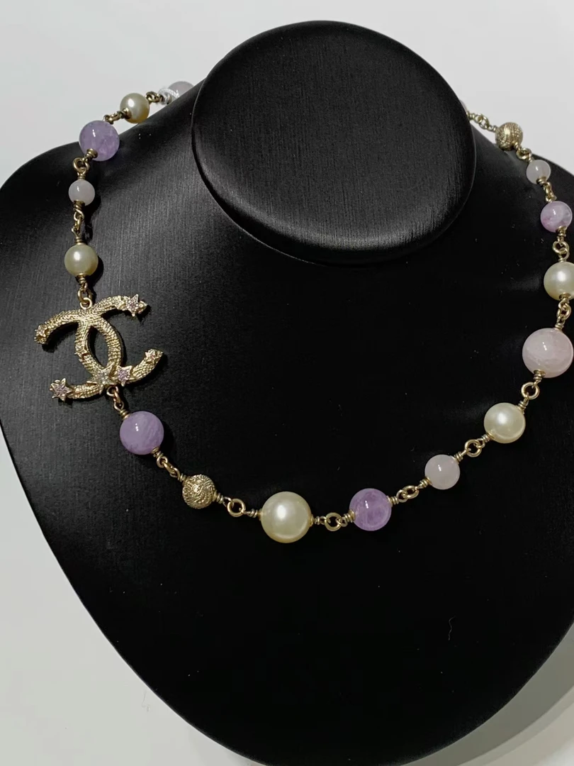 99新 Chanel/香奈儿 12A珍珠琉璃镶钻五角星双C项链/9321508