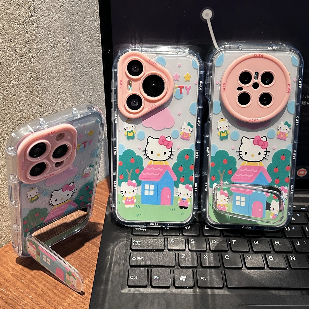 凯蒂猫适用苹果华为OPPOVIVO小米手机壳硅胶防摔果冻奶油支架女