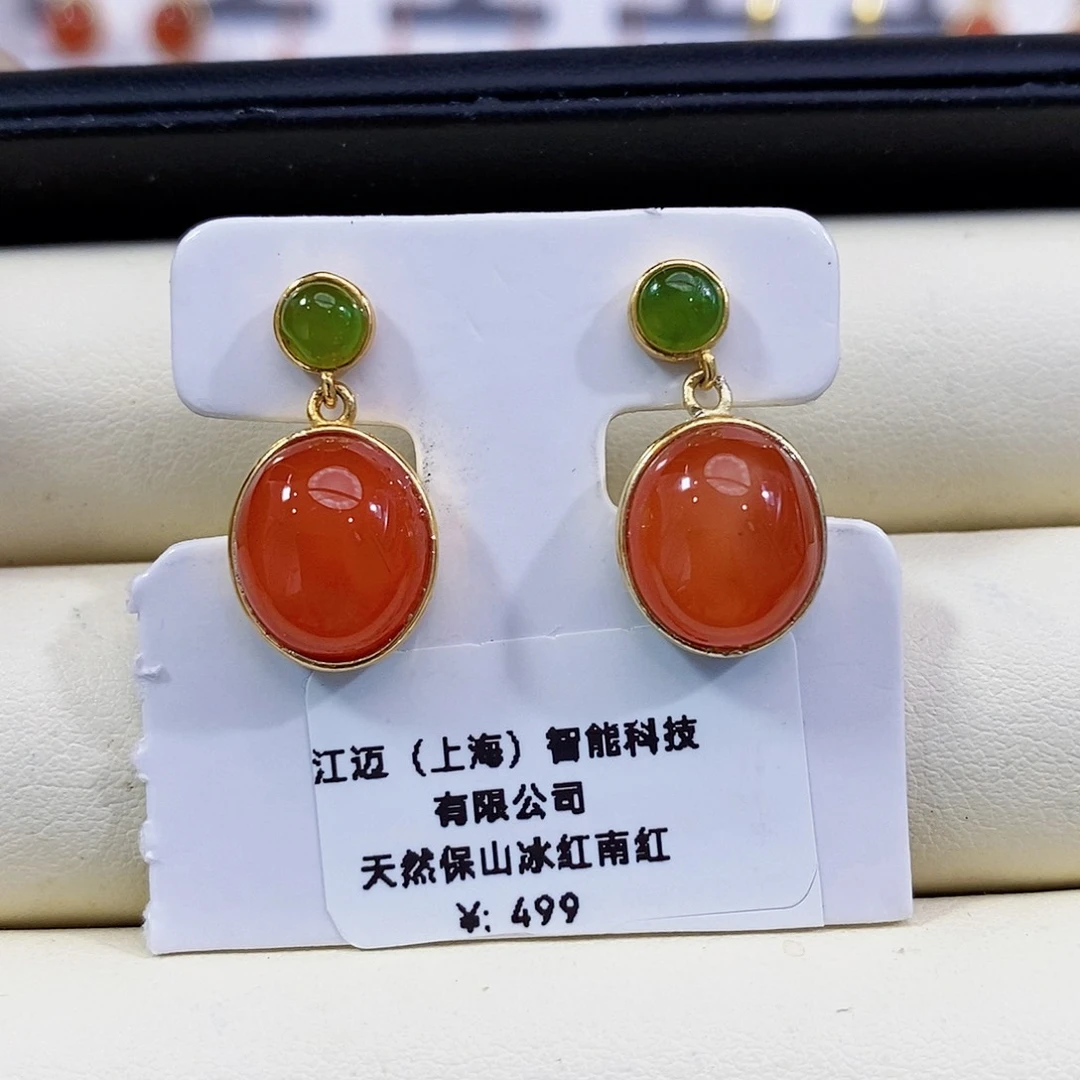 南红玛瑙特价高品质展会设计款南红耳环银S925镶嵌