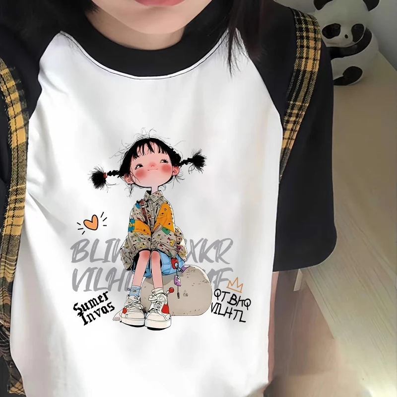 宽松印花短袖T恤设计半袖打底衫上衣流行时尚甜美可爱风格衣服