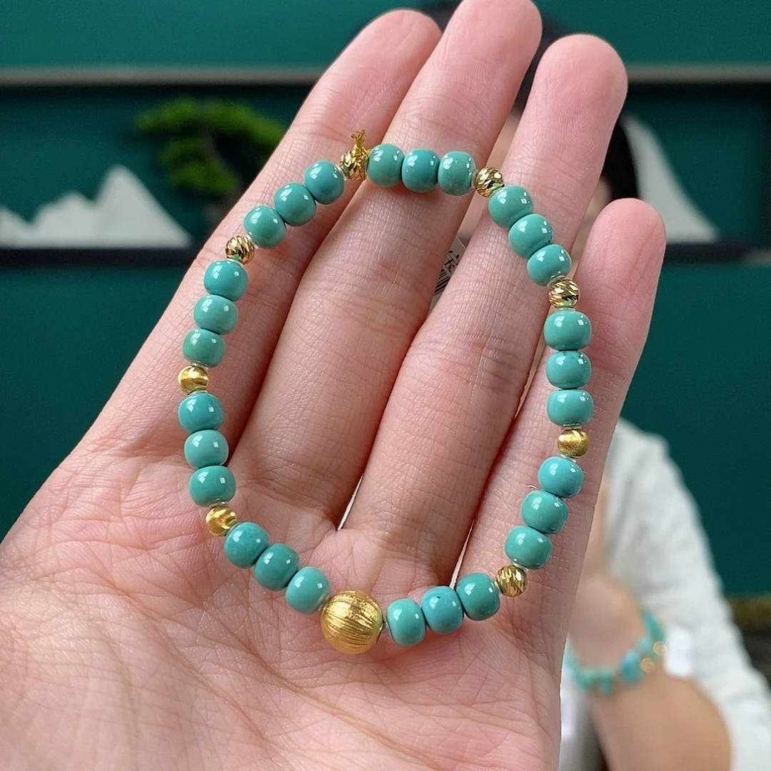 绿松石18K金镶嵌珠宝奇石