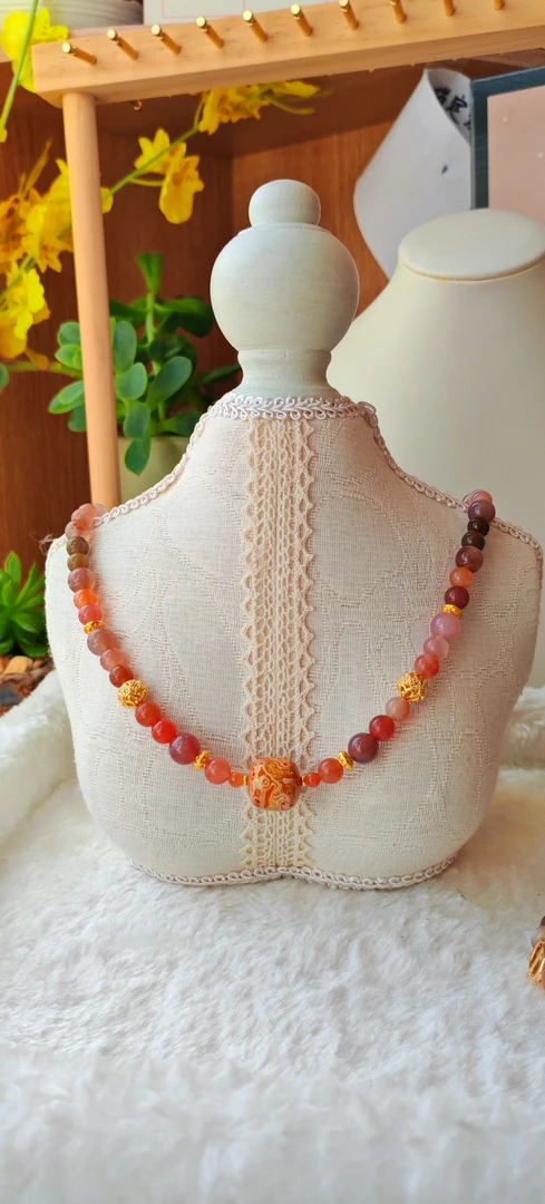 铜合金石英石项链 国风款眼缘多财多宝项链孤品原创设计