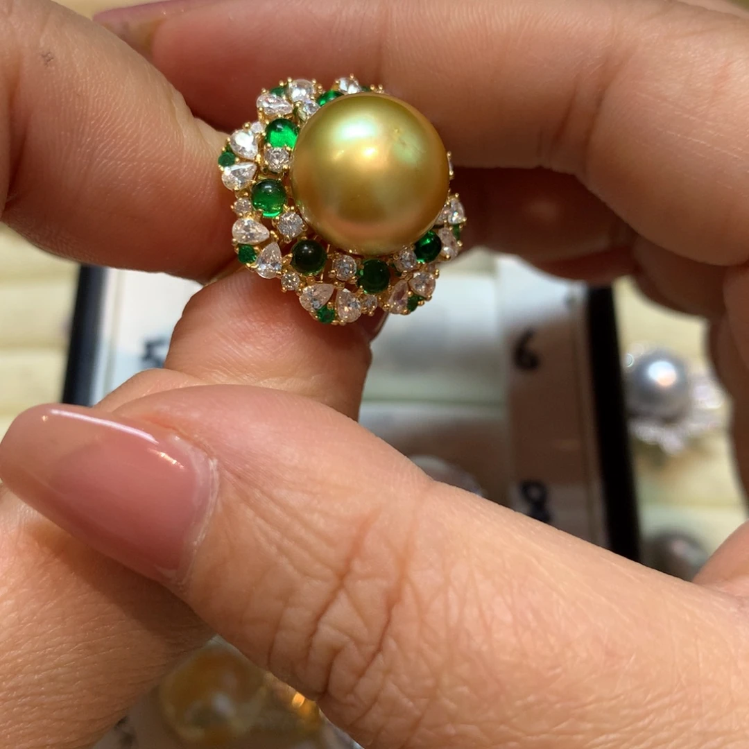 海水珍珠戒指银S925镶嵌