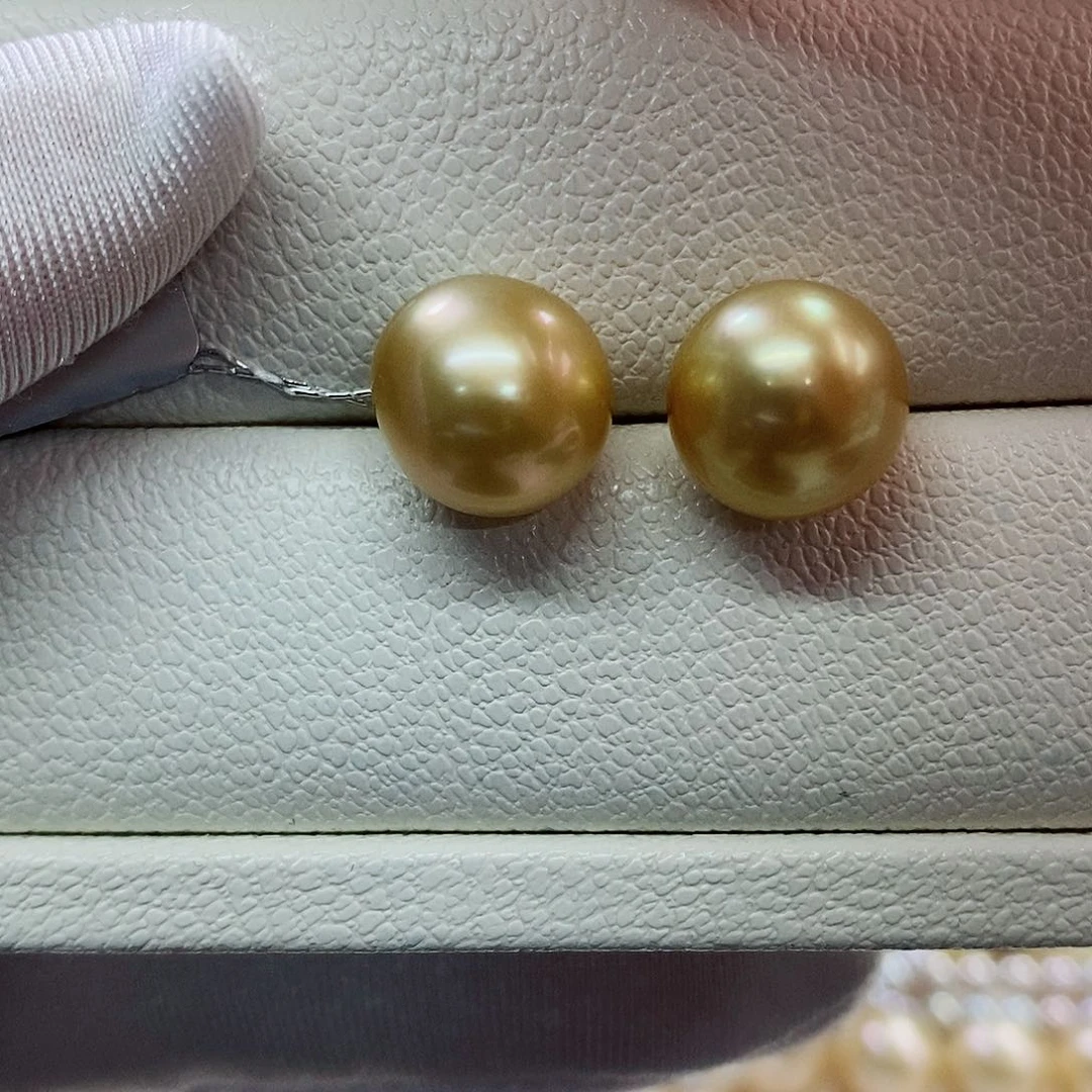 银S925镶嵌耳饰海水珍珠11-12