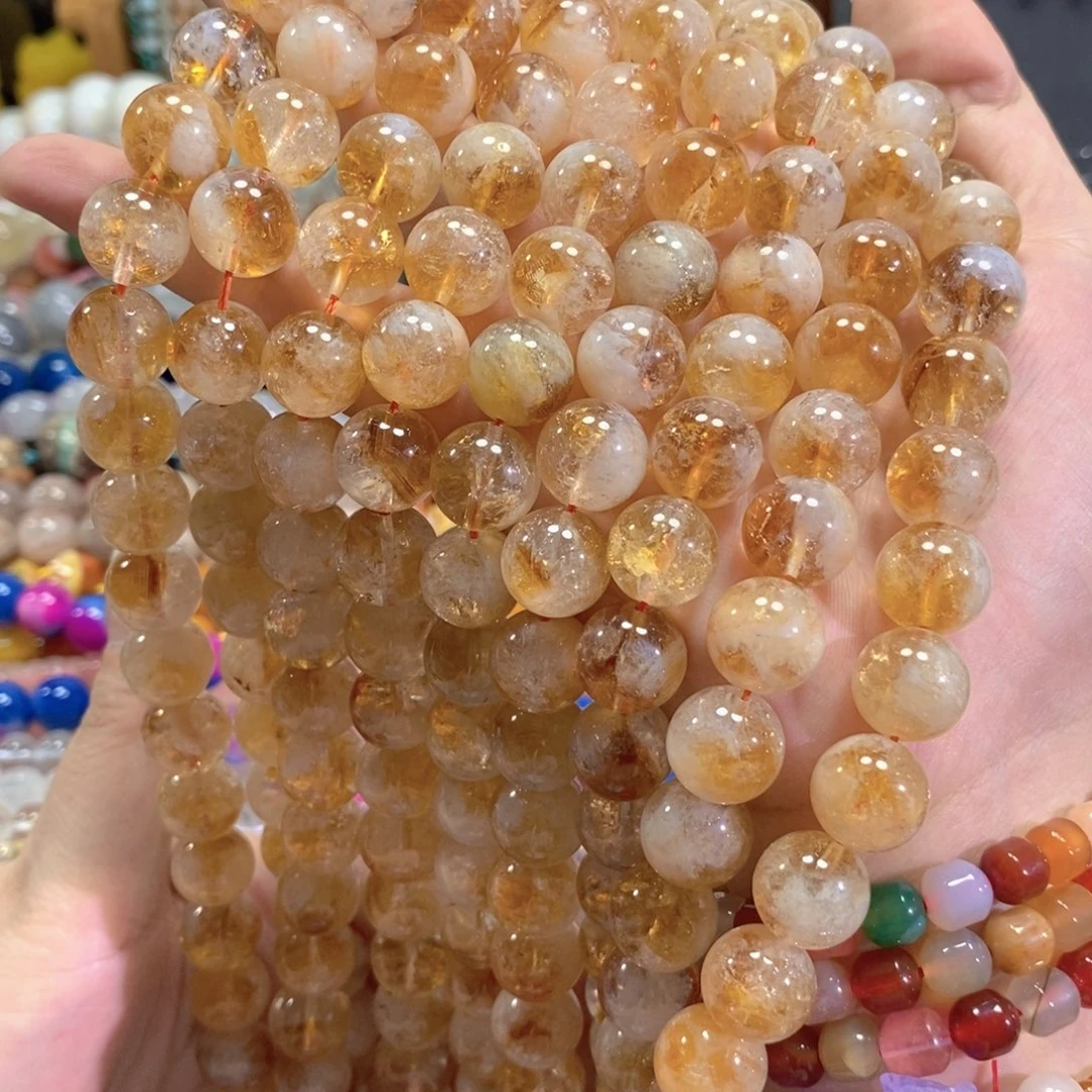 玛瑙/玉髓未镶嵌珠宝半成品天然黄塔晶一条卡13mm