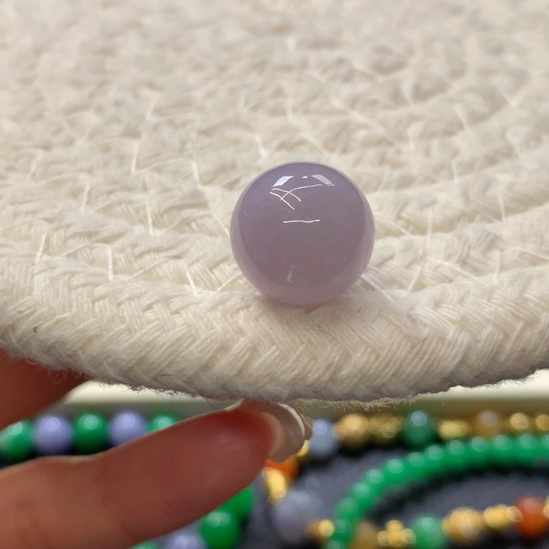 定制翡翠未镶嵌 毛货抛光定制 烟粉紫 卡13 m