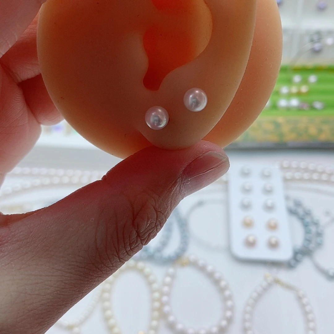 银S925镶嵌耳饰淡水珍珠