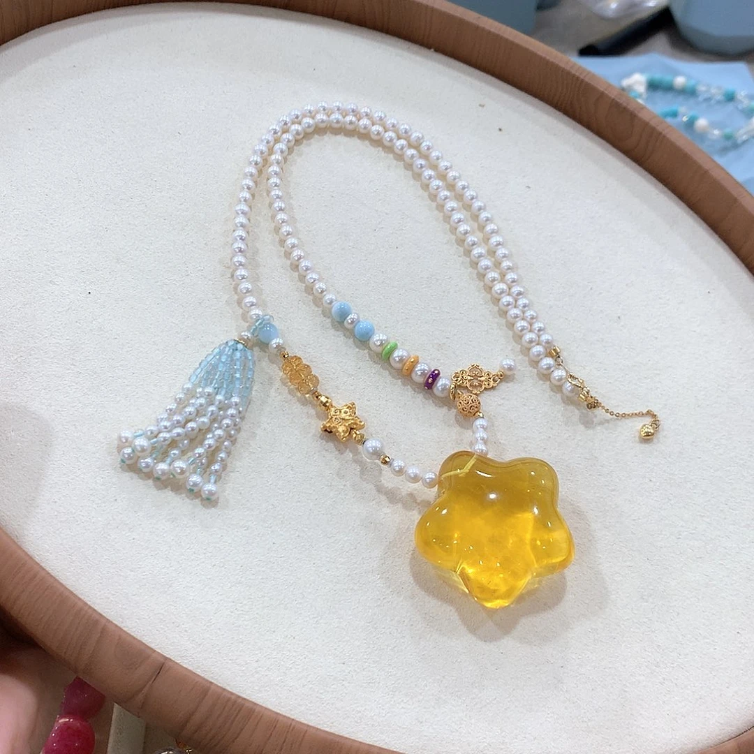未镶嵌颈饰蜜蜡项链