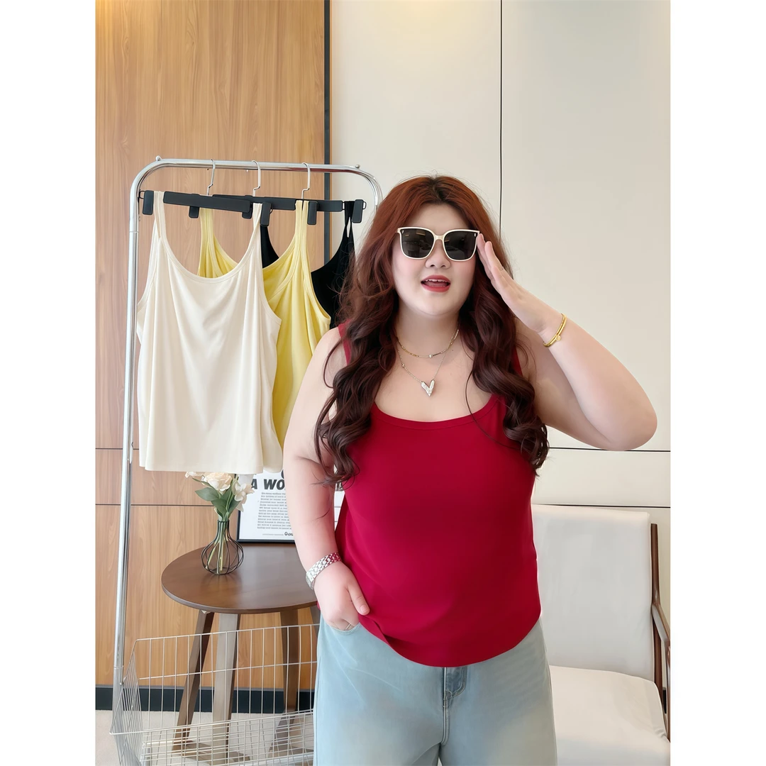 伊丽莎白 / 弹力设计感小吊带14319花契大码200斤胖mm夏季百搭