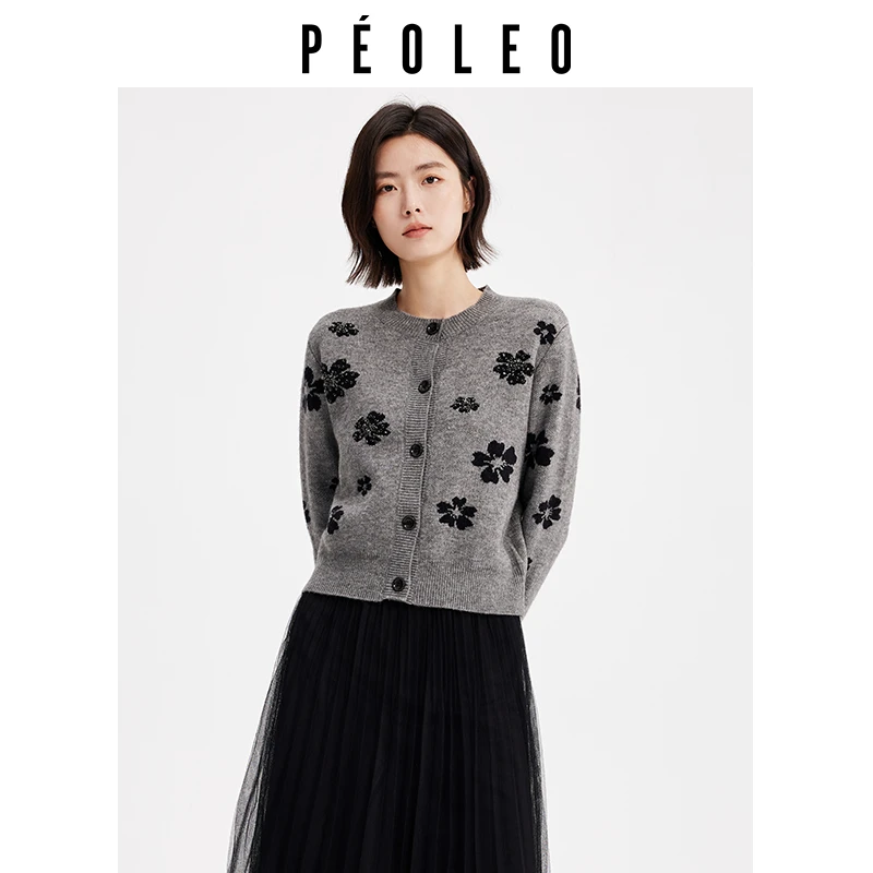 飘蕾2025秋季新款简约设计感气质毛衣针织开衫女PK9107266