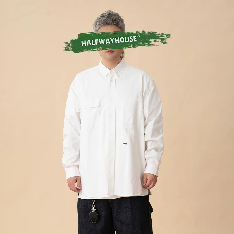 HalfwayHouse2025春季新款休闲宽松时尚衬衣简约气质长袖衬衫男