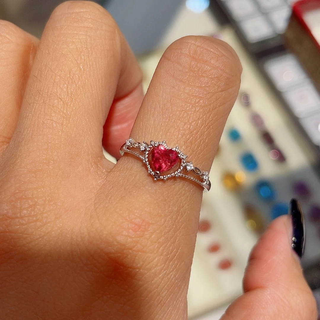 碧玺戒指银S925镶嵌碧玺戒指