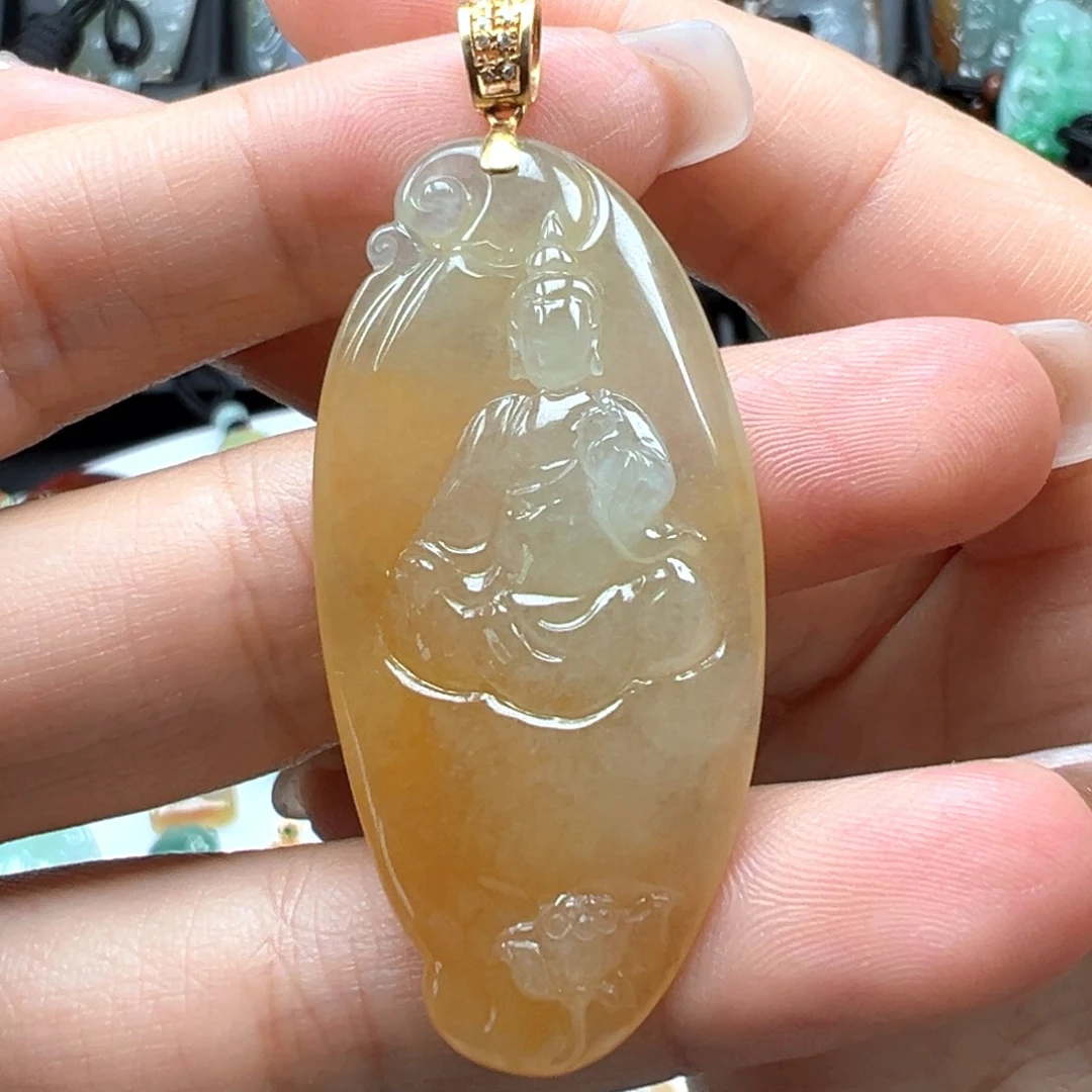 翡翠18K金镶嵌颈饰悟道