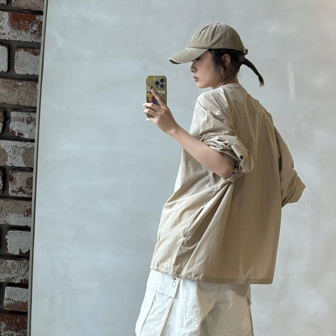 韩系静版V领大T恤