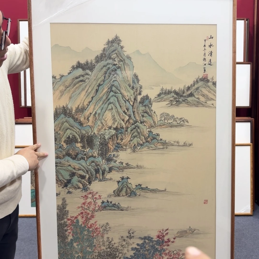 国画手绘作品带框包邮