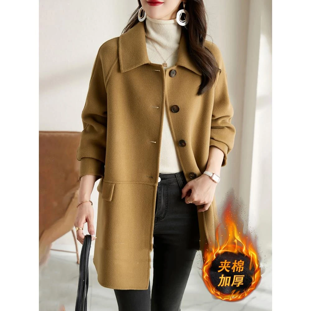 樱鲜中长款毛呢外套女士2025新款今年流行爆款秋冬季夹加厚呢子大