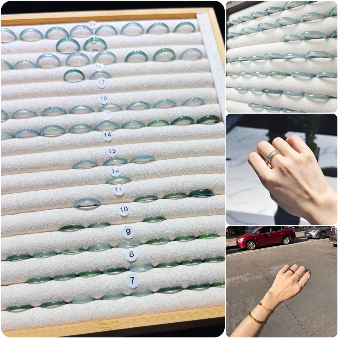 测量翡翠戒指圈口--右滑有视频教程--天然A翡翠戒圈戒指