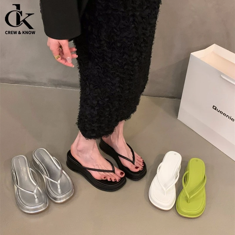 【官方正品】厚底增高夹脚人字拖鞋仙女鞋子2025新款夏季外穿度