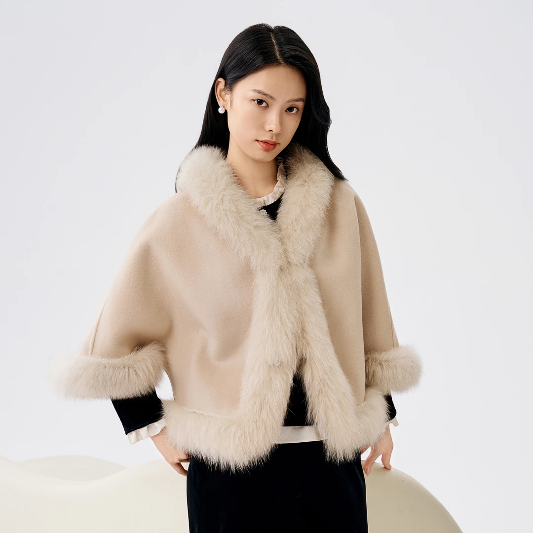 【粉丝专享】BuouBuou2025秋冬新品贵族狐狸毛双面呢大衣女RJ4S855