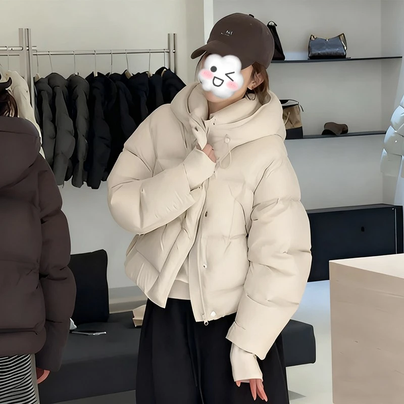 超好看冬季连帽棉服女款2025新款小个子美式复古加厚保暖棉衣外套