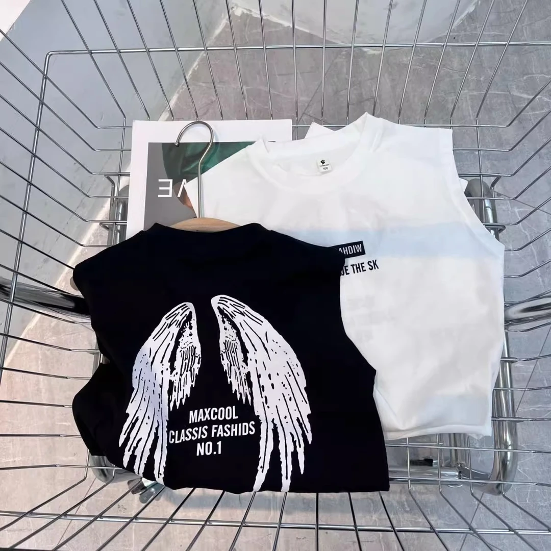 纯棉儿童男童圆领背心t恤夏季薄款男孩透气吸汗衫无袖坎肩上衣服