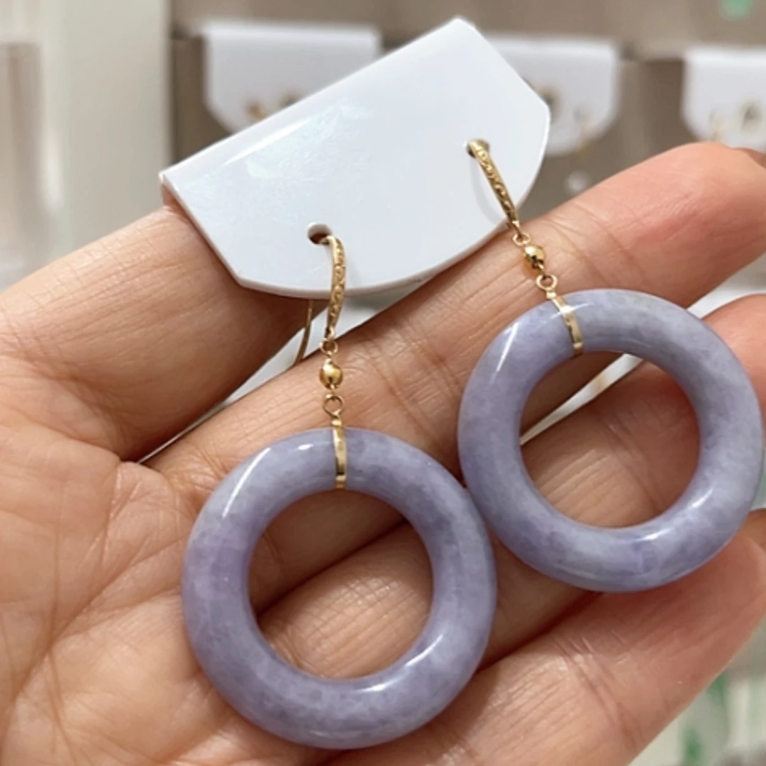 【闪购商品】翡翠耳饰18K金镶嵌翡翠耳坠