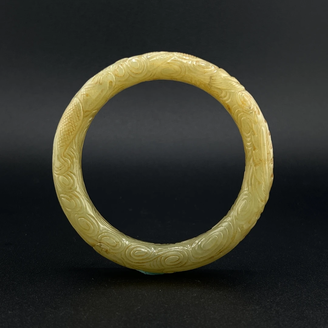 "清晚期和田龙纹玉镯/ DL059890/ 古玩/收藏/德州文物"