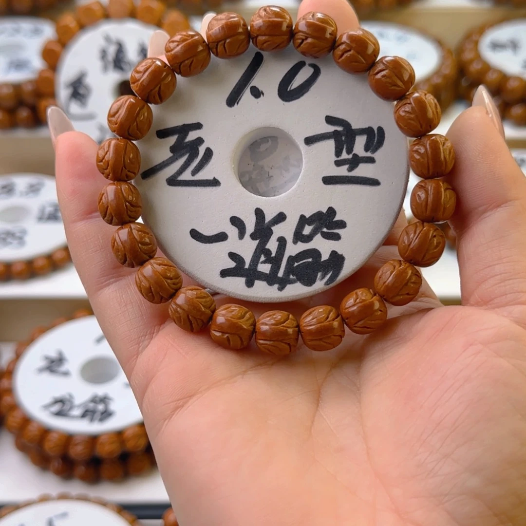 桃核手串龙纹桃核老型桶珠一道筋