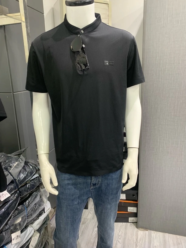 修身型薄款男Polo衫商务短袖t恤男装圆领潮流男士速干立领中山领