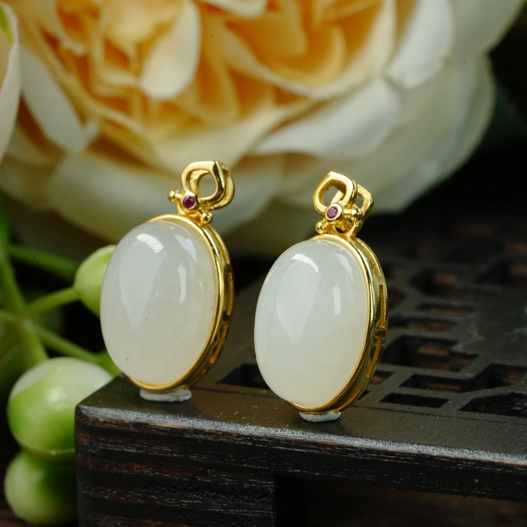 【小北珠宝】S925银和田玉吊坠约9*13mm【多样性发一件】25-BH13X551