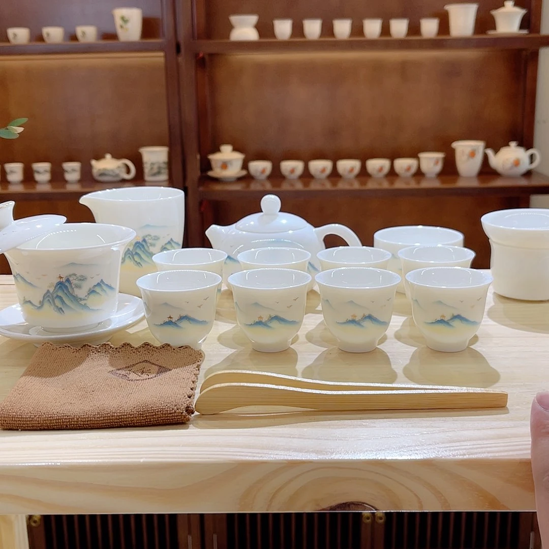 杯玄致羊脂玉瓷茶具套装