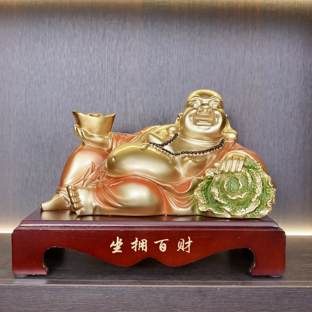 创意中式树脂弥勒笑佛摆件家居客厅书房玄关装饰工艺品大号