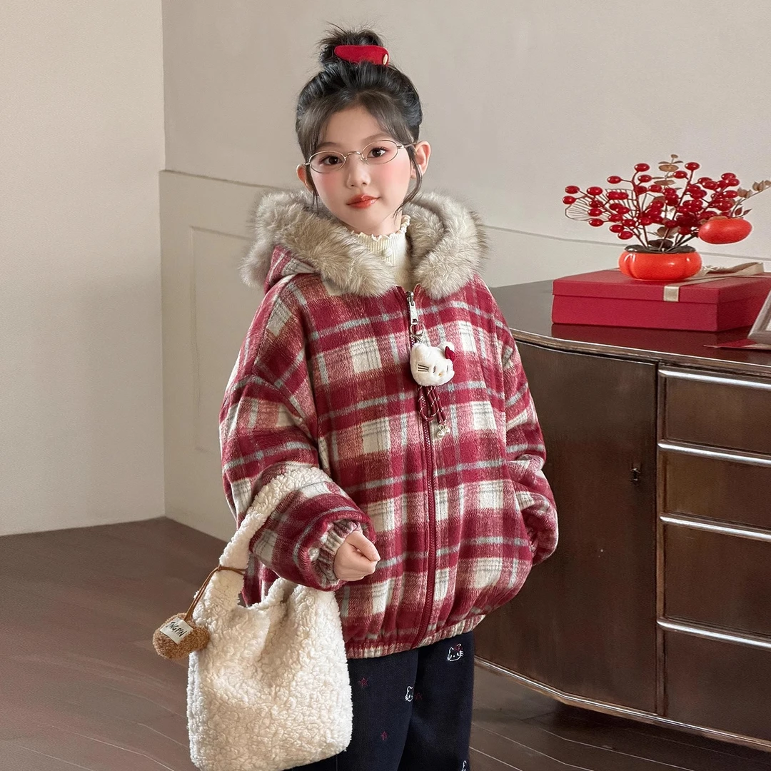 女童加绒外套冬装2025新款儿童仿皮草女大童冬季加厚双面穿上衣潮