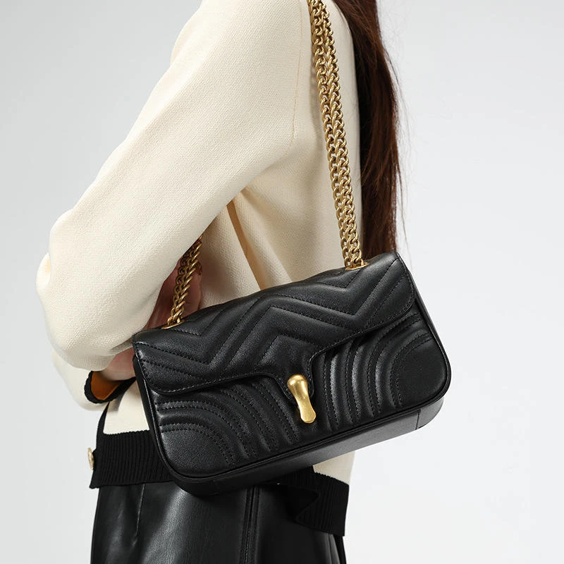 真皮女包包斜挎包女百搭2025新款小香风链条包小众轻奢时尚单肩包