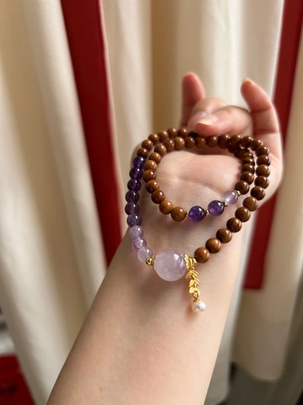 【上岸紫气东来】终身保真正宗库克菩提DIY国风文玩双圈手链