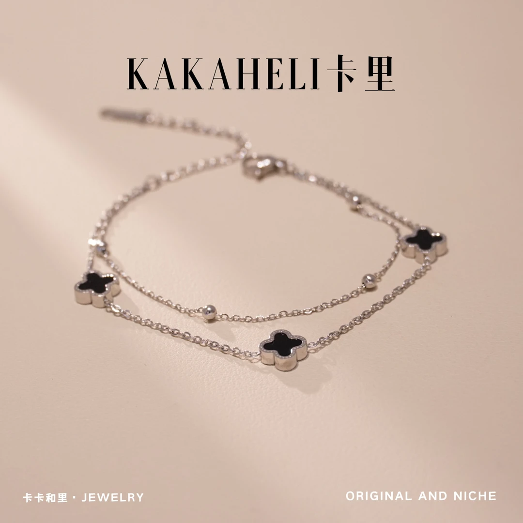 铜合金手链 双层尚叶辣妹雅黑手链 A769