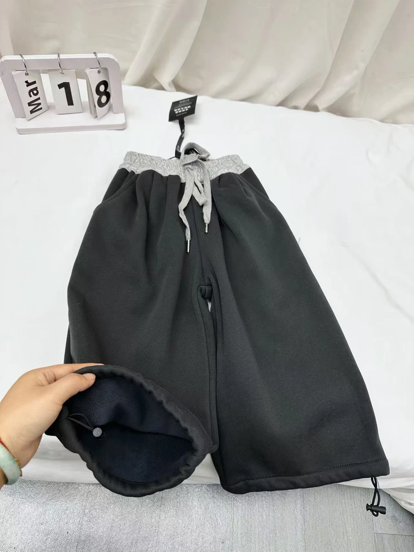 （浅灰腰边）灰青加绒裤子