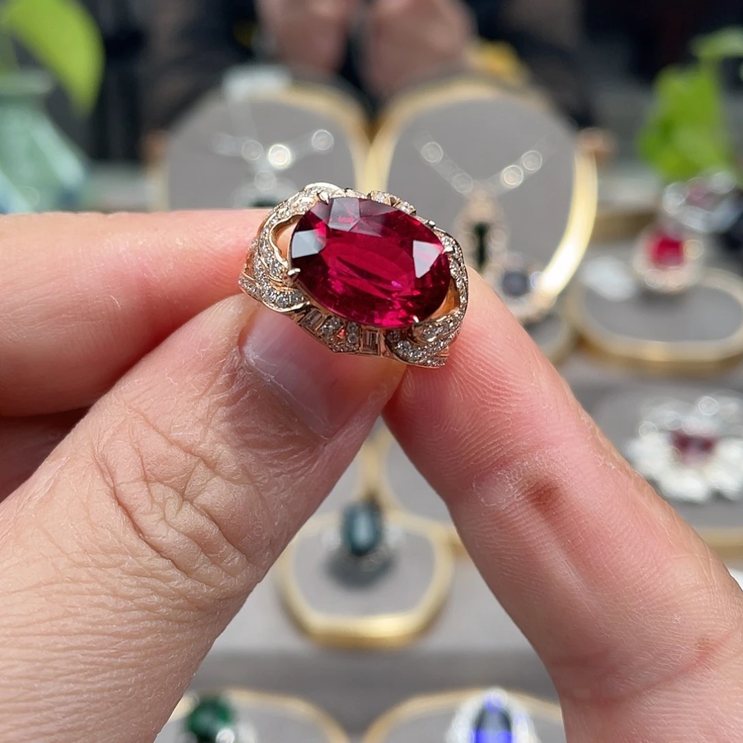 碧玺戒指18K金镶嵌7.53ct
