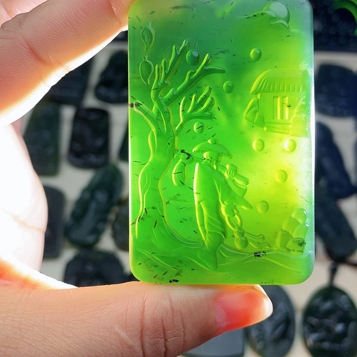 蛇纹石玉未镶嵌挂件泰山玉精品牌子