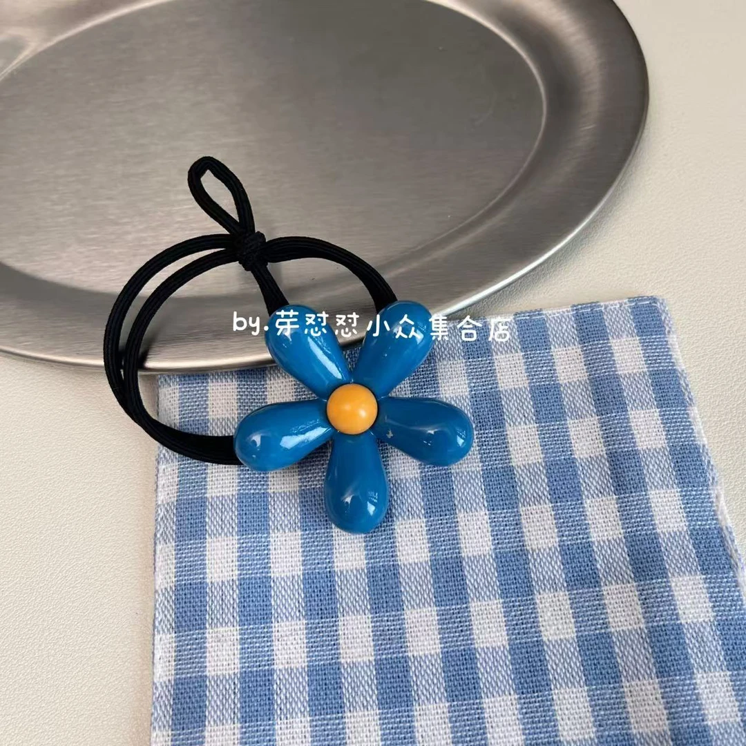 芽怼怼韩国蓝色大花发绳 06085