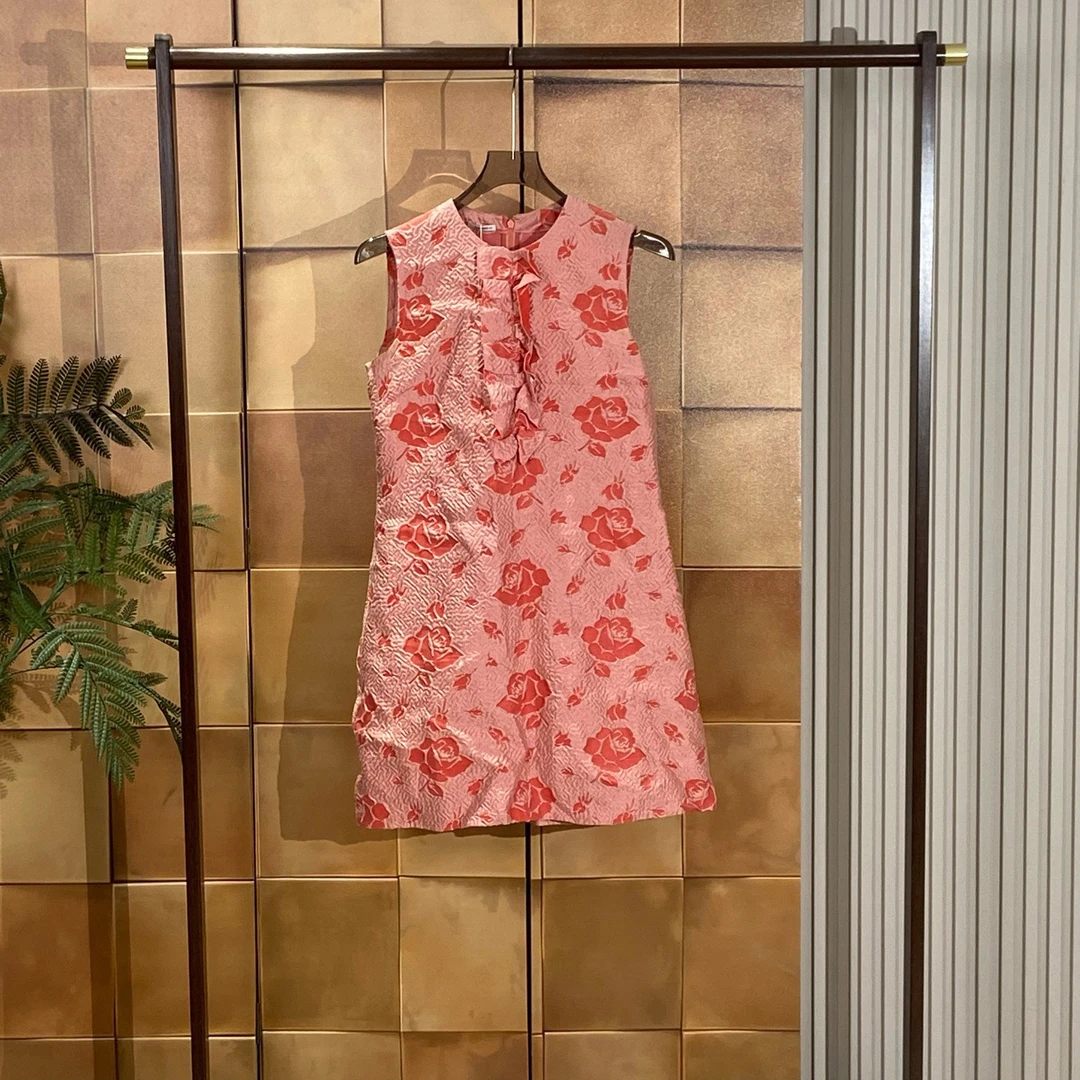 99新 MIU MIU/缪缪 花卉褶皱连衣裙/40码/26485